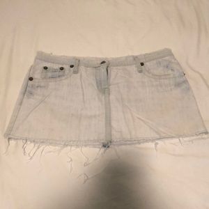 Distressed white washed Jean Skirt